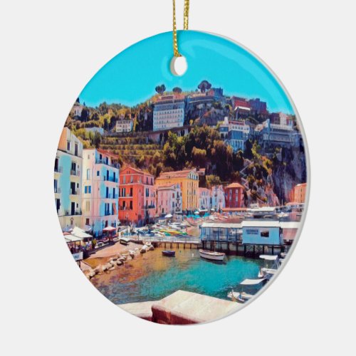 ldp SORRENTO _ panorama _ beach _ Ceramic Ornament