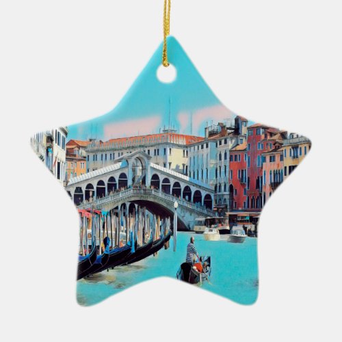 ldp VENICE _ gondolas _ rialto _ Ceramic Ornament