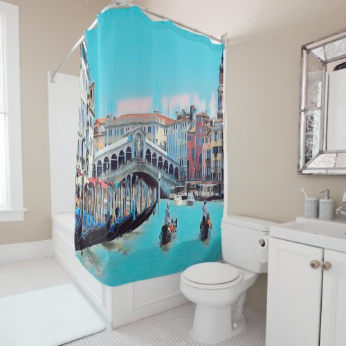 ldp VENICE _ gondolas _ rialto _ Shower Curtain