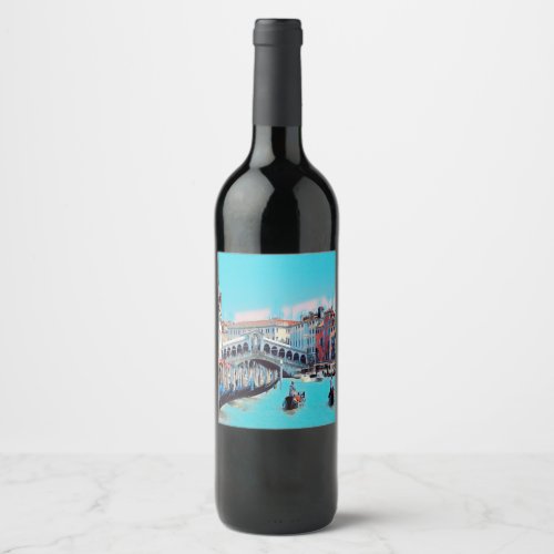 ldp VENICE _ gondolas _ rialto _ Wine Label