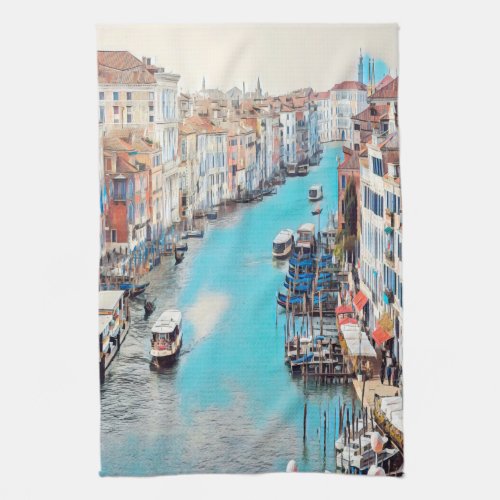 ldp VENICE _ View of the Grand Canal from Rialto Kitchen Towel