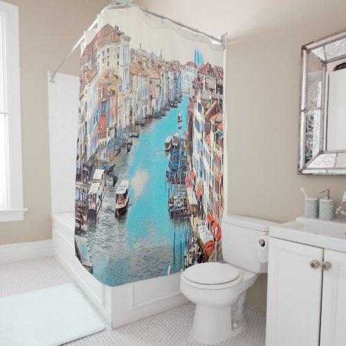 ldp VENICE _ View of the Grand Canal from Rialto Shower Curtain