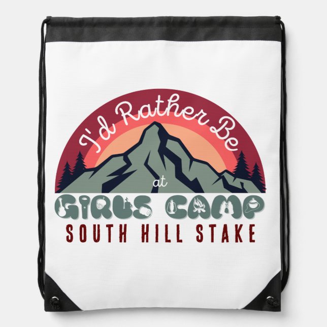 LDS Girls Camp YW Camp Custom Draw String Backpack (Front)