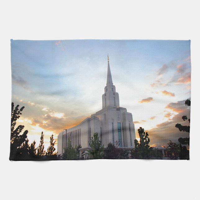 LDS mormon Oquirrh Mountain Utah temple Kitchen Towel (Horizontal)