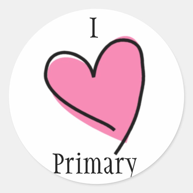 LDS Primary Stickers - I Heart Primary pink (Front)
