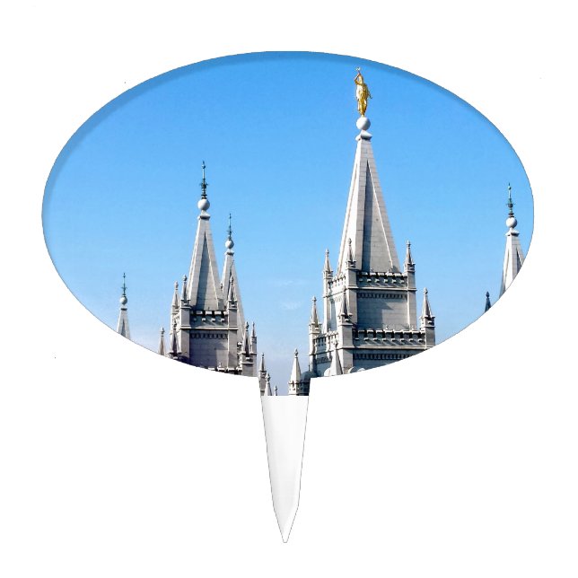 lds salt lake city temple angel moroni cake topper (Front)