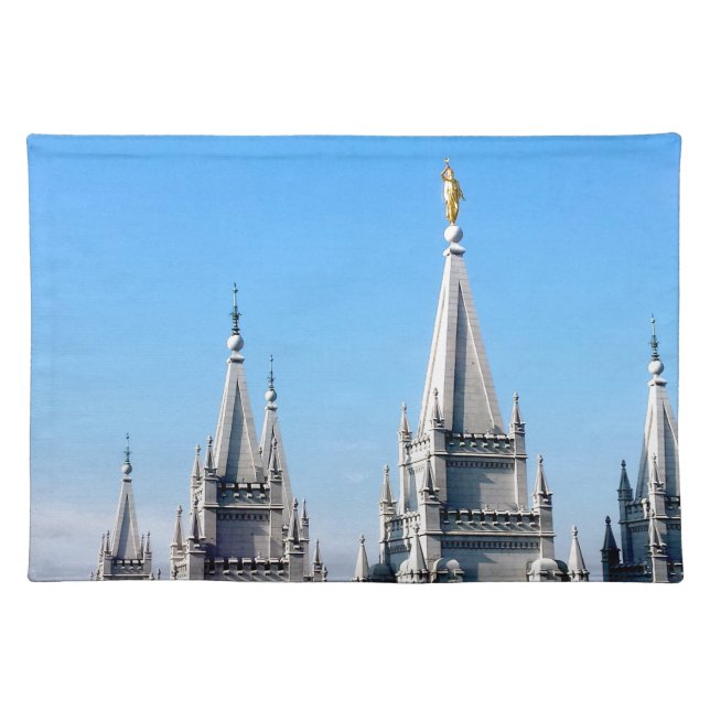 lds salt lake city temple angel moroni cloth placemat (Front)
