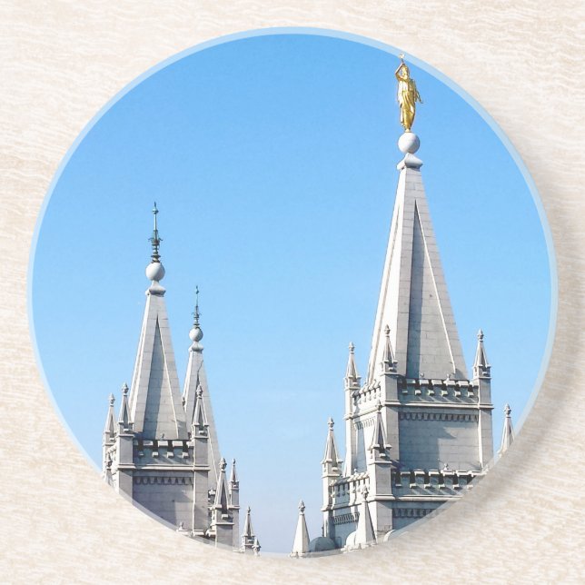 lds salt lake city temple angel moroni drink coaster (Front)