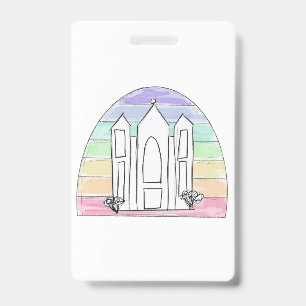 LDS Salt Lake City Temple rainbow sunset mormon Badge