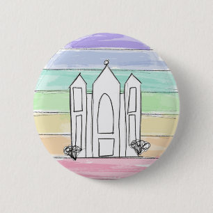 LDS Salt Lake City Temple rainbow sunset mormon Button