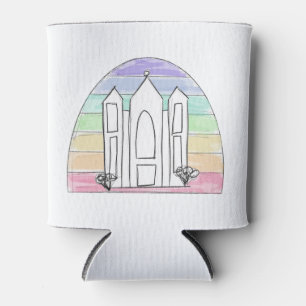 LDS Salt Lake City Temple rainbow sunset mormon Can Cooler