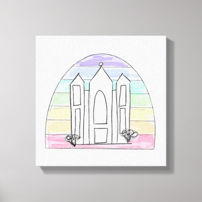 LDS Salt Lake City Temple rainbow sunset mormon  Canvas Print (Front)