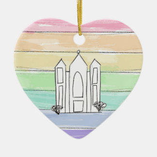LDS Salt Lake City Temple rainbow sunset mormon  Ceramic Ornament