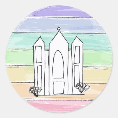LDS Salt Lake City Temple rainbow sunset mormon  Classic Round Sticker