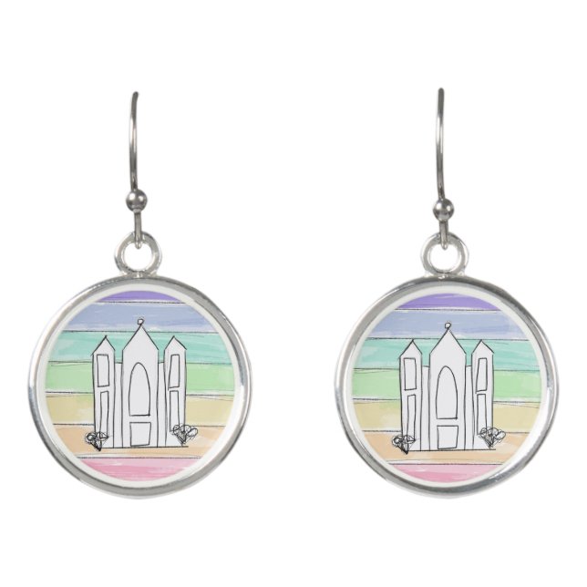 LDS Salt Lake City Temple rainbow sunset mormon Earrings (Front)