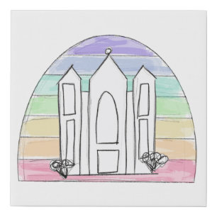 LDS Salt Lake City Temple rainbow sunset mormon  Faux Canvas Print