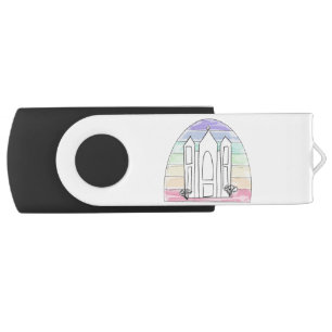LDS Salt Lake City Temple rainbow sunset mormon  Flash Drive