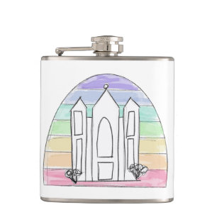LDS Salt Lake City Temple rainbow sunset mormon Flask
