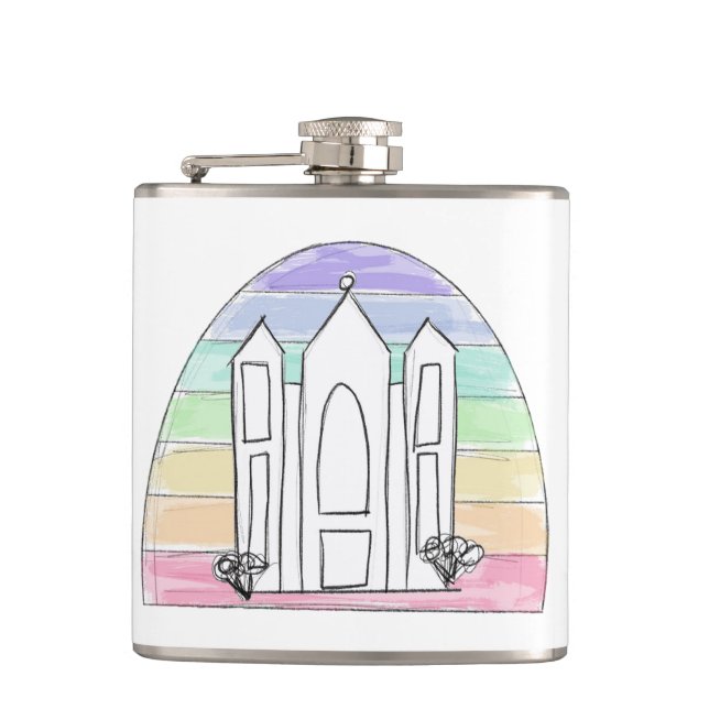 LDS Salt Lake City Temple rainbow sunset mormon  Flask (Front)