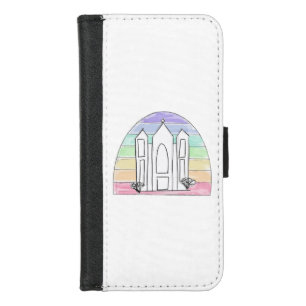 LDS Salt Lake City Temple rainbow sunset mormon iPhone 8/7 Wallet Case