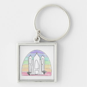 LDS Salt Lake City Temple rainbow sunset mormon Keychain