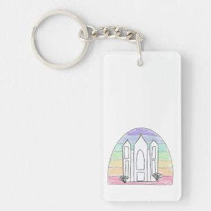 LDS Salt Lake City Temple rainbow sunset mormon Keychain