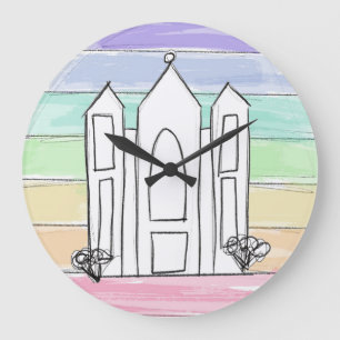 LDS Salt Lake City Temple rainbow sunset mormon Large Clock