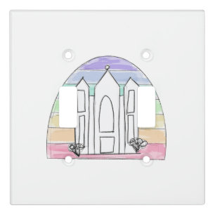 LDS Salt Lake City Temple rainbow sunset mormon Light Switch Cover