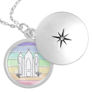 LDS Salt Lake City Temple rainbow sunset mormon Locket Necklace