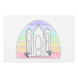 LDS Salt Lake City Temple rainbow sunset mormon Metal Print