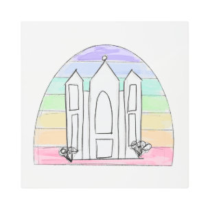 LDS Salt Lake City Temple rainbow sunset mormon Metal Print
