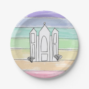 LDS Salt Lake City Temple rainbow sunset mormon Paper Plates