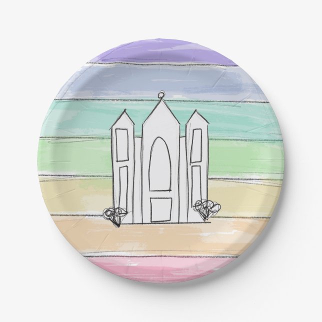 LDS Salt Lake City Temple rainbow sunset mormon  Paper Plates (Front)