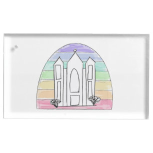 LDS Salt Lake City Temple rainbow sunset mormon Place Card Holder