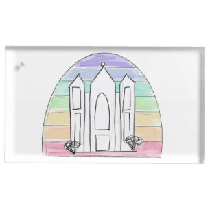 LDS Salt Lake City Temple rainbow sunset mormon Place Card Holder