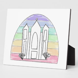 LDS Salt Lake City Temple rainbow sunset mormon  Plaque