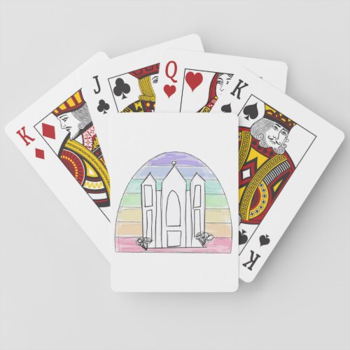 LDS Salt Lake City Temple rainbow sunset mormon  Playing Cards