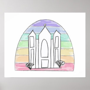 LDS Salt Lake City Temple rainbow sunset mormon  Poster