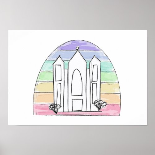 LDS Salt Lake City Temple rainbow sunset mormon  Poster