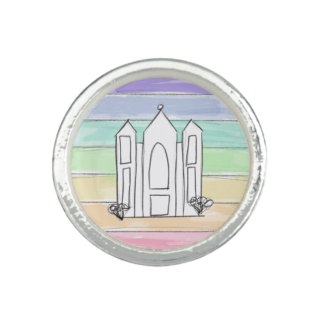 LDS Salt Lake City Temple rainbow sunset mormon  Ring (Front)