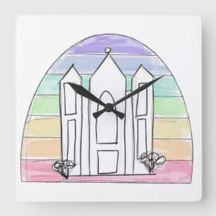 LDS Salt Lake City Temple rainbow sunset mormon  Square Wall Clock