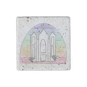 LDS Salt Lake City Temple rainbow sunset mormon Stone Magnet