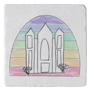 LDS Salt Lake City Temple rainbow sunset mormon Trivet
