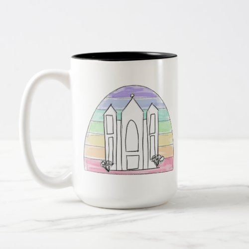 LDS Salt Lake City Temple rainbow sunset mormon  Two_Tone Coffee Mug