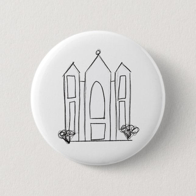 LDS Salt Lake City Temple simple modern mormon  Button (Front)