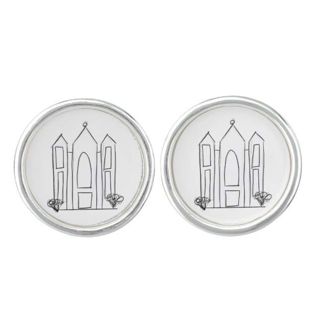 LDS Salt Lake City Temple simple modern mormon  Cufflinks (Front)
