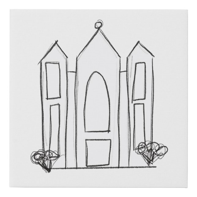 LDS Salt Lake City Temple simple modern mormon   Faux Canvas Print (Front)