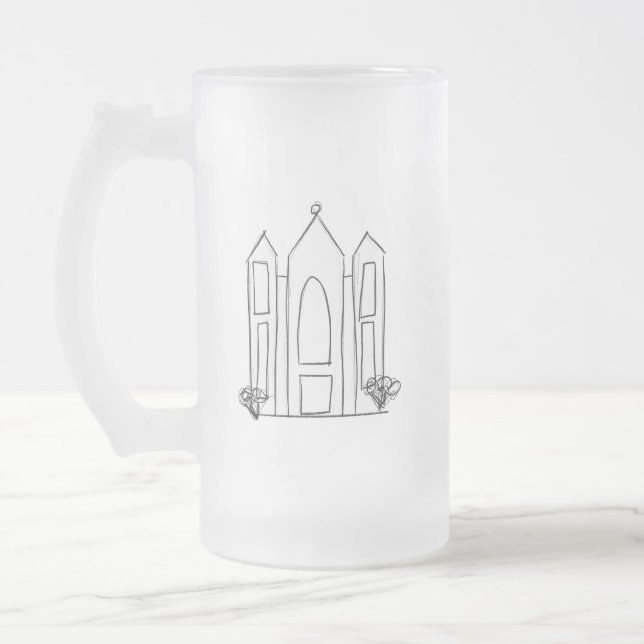 LDS Salt Lake City Temple simple modern mormon   Frosted Glass Beer Mug (Left)