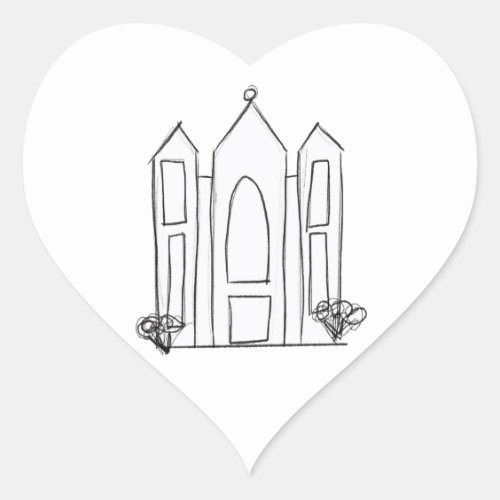 LDS Salt Lake City Temple simple modern mormon   Heart Sticker