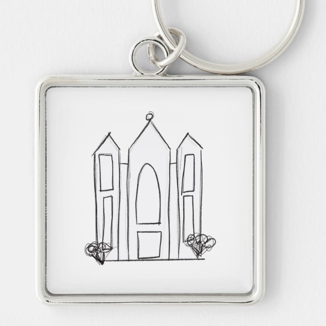LDS Salt Lake City Temple simple modern mormon   Keychain (Front)